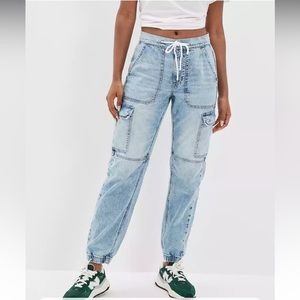 American Eagle super high-waisted denim jogger